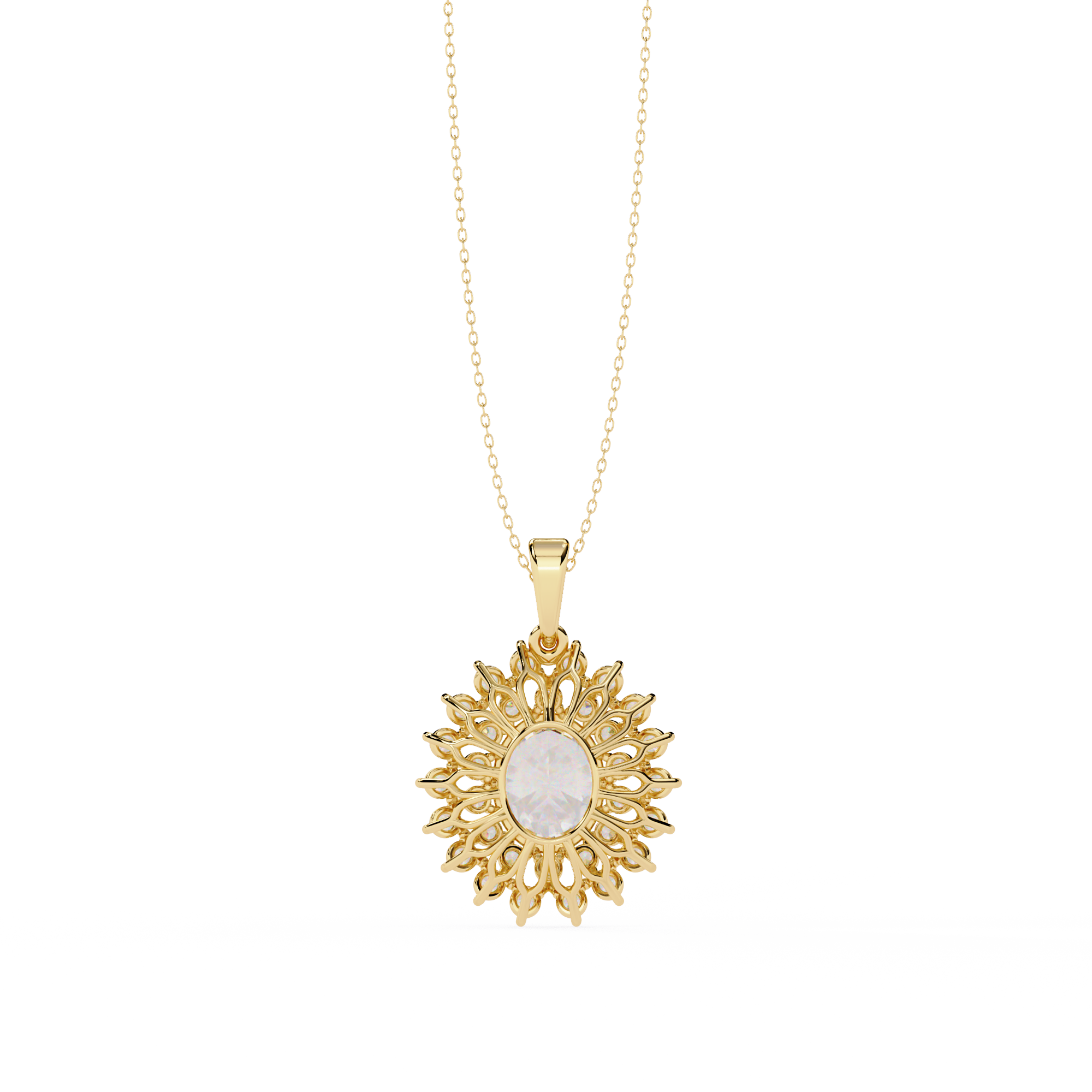 Solitairekart 3.41ct Oval Halo Natural Diamond Pendant-H Color, VS1 Clarity